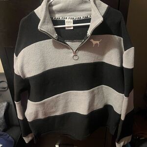 Victoria's Secret PINK Black and Gray Zip-Up Sweater